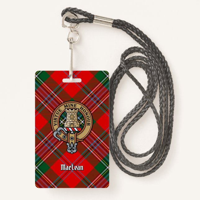 Clan MacLean Crest over Tartan ID Badge (Front with Lanyard)