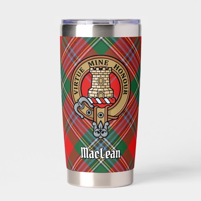 Clan MacLean Crest over Tartan Insulated Tumbler (Front)