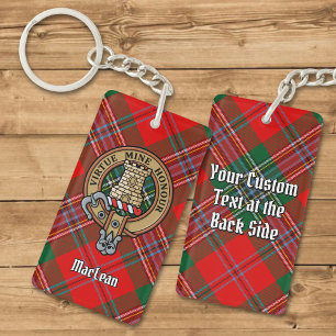 Clan MacLean Crest over Tartan Key Ring