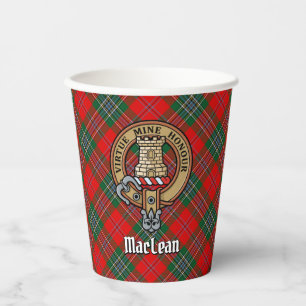 Clan MacLean Crest over Tartan Paper Cups