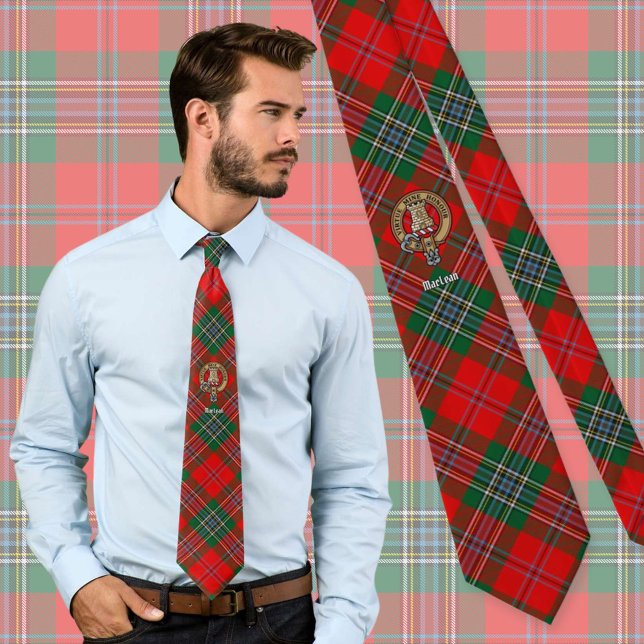 Clan MacLean Crest over Tartan Tie (Creator Uploaded)