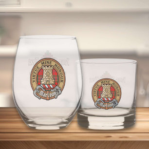 Clan MacLean Crest over Tartan Whiskey Glass