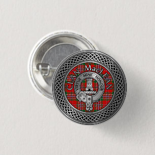 Clan MacLean Crest & Tartan Knot Button