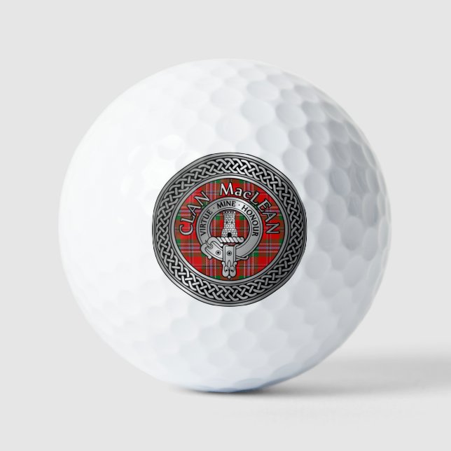 Clan MacLean Crest & Tartan Knot Golf Balls (Front)
