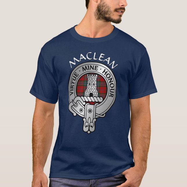 Clan MacLean Crest & Tartan T-Shirt (Front)