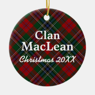 Clan MacLean Scottish Tartan Ceramic Tree Decoration