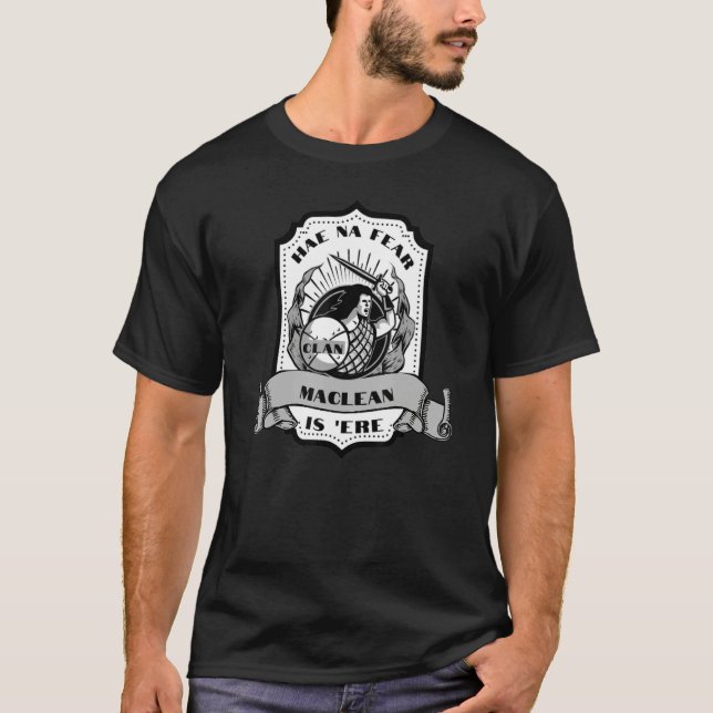 Clan MacLean Swordsman Scottish Badge Highland Gam T-Shirt (Front)