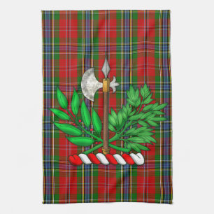 Clan MacLean Tartan And BattleAxe Crest Tea Towel