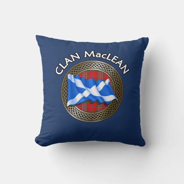 Clan MacLean Tartan Knot & Flag Cushion (Front)