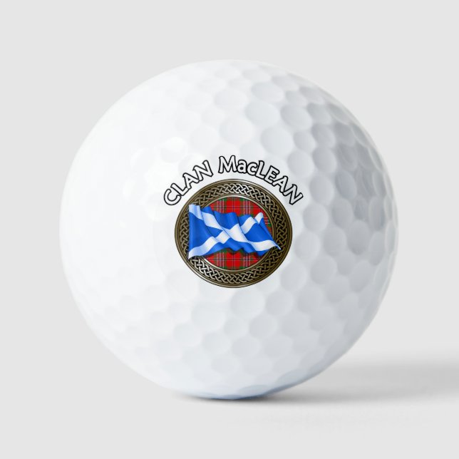 Clan MacLean Tartan Knot & Flag Golf Balls (Front)