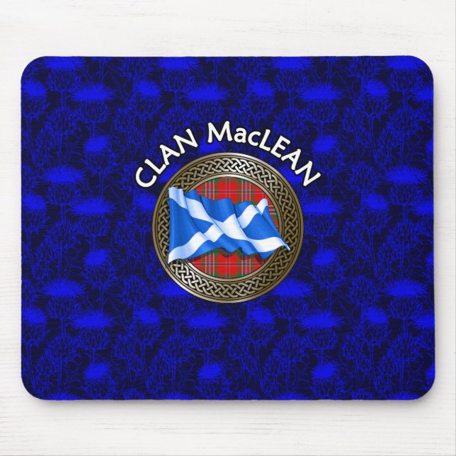 Clan MacLean Tartan Knot & Flag Mouse Mat (Front)