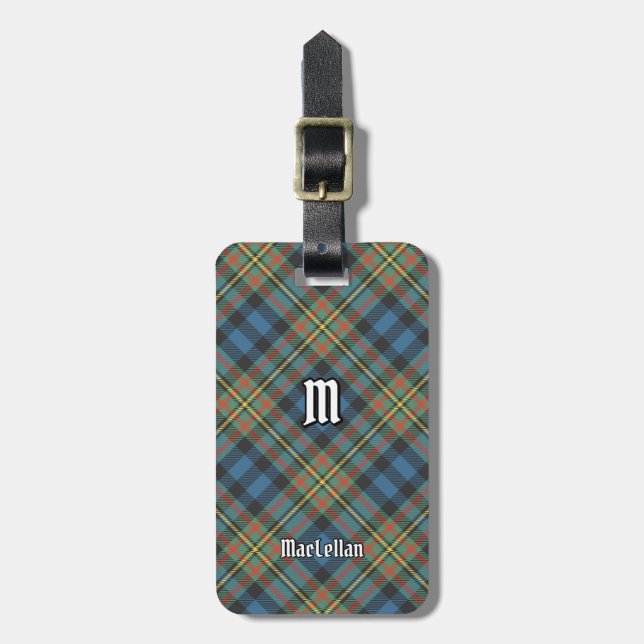 Clan MacLellan Ancient Tartan Luggage Tag (Front Vertical)