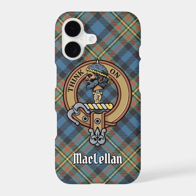 Clan MacLellan Crest over Ancient Tartan (Back)