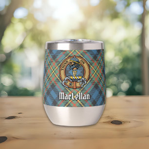 Clan MacLellan Crest over Ancient Tartan