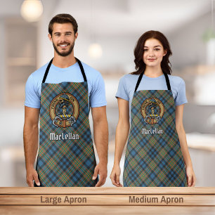 Clan MacLellan Crest over Ancient Tartan Apron