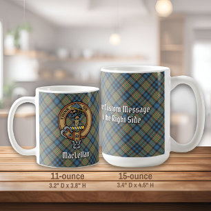 Clan MacLellan Crest over Ancient Tartan Coffee Mug