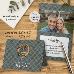 Clan MacLellan Crest over Ancient Tartan Invitation