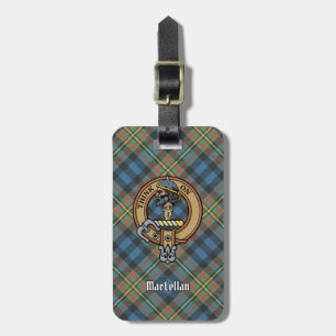 Clan MacLellan Crest over Ancient Tartan Luggage Tag