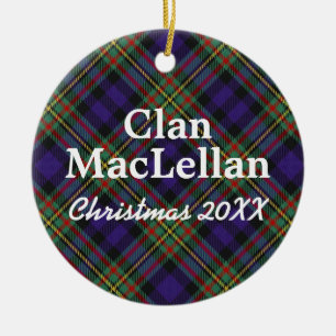 Clan MacLellan Scottish Tartan Ceramic Tree Decoration