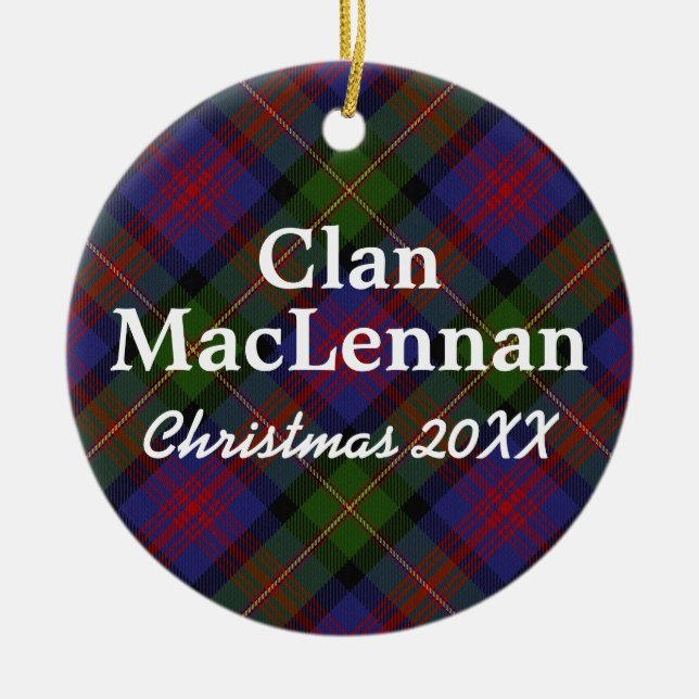 Clan MacLennan Scottish Tartan Ceramic Tree Decoration (Front)