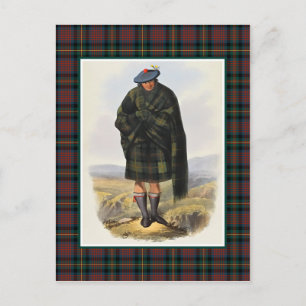 Clan MacLennan Vintage Illustration Tartan Frame Postcard