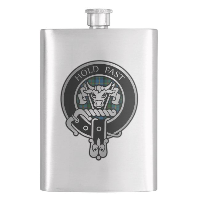 Clan MacLeod Crest & Hunting Tartan Flask (Front)