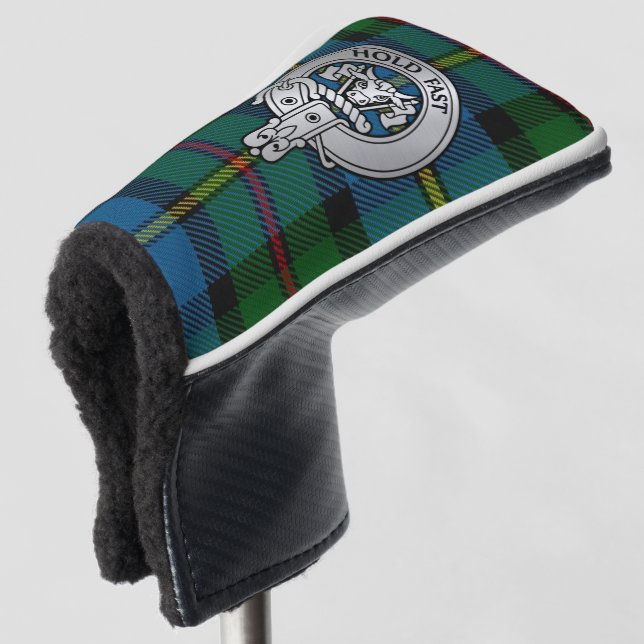 Clan MacLeod Crest & Hunting Tartan Golf Head Cover (3/4 Front)