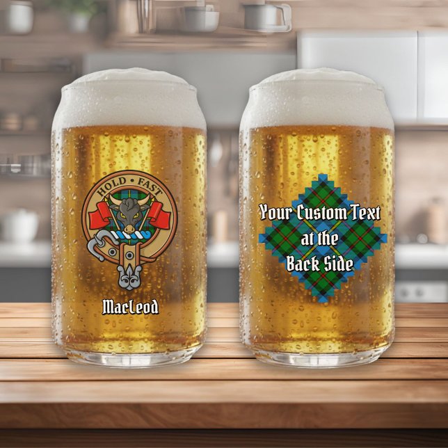 Clan MacLeod Crest over Hunting Tartan Can Glass (Creator Uploaded)