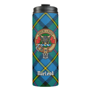 Clan MacLeod Crest over Hunting Tartan Thermal Tumbler