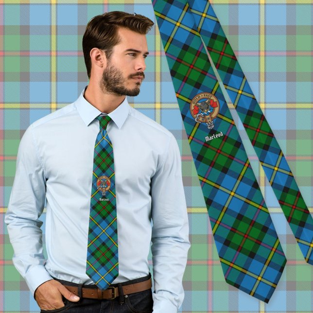 Clan MacLeod Crest over Hunting Tartan Tie (Creator Uploaded)