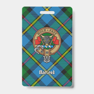 Clan MacLeod Crest over Tartan ID Badge