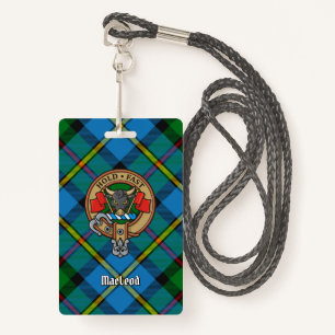 Clan MacLeod Crest over Tartan ID Badge