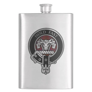 Clan MacLeod Crest & Red Tartan Flask