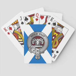 Clan MacLeod Crest & Red Tartan on Saltire Playing Cards