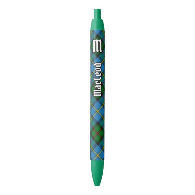 Clan MacLeod Hunting Tartan Blue Ink Pen (Front Vertical)