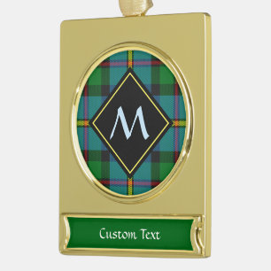 Clan MacLeod Hunting Tartan Gold Plated Banner Ornament