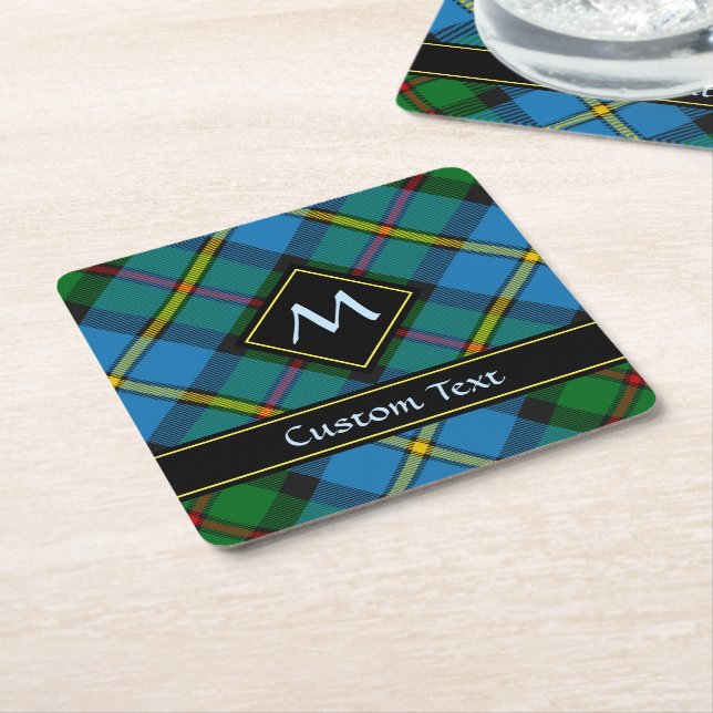 Clan MacLeod Hunting Tartan Square Paper Coaster (Angled)