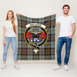 Clan MacLeod Of Harris Weathered Tartan Plaid Fleece Blanket