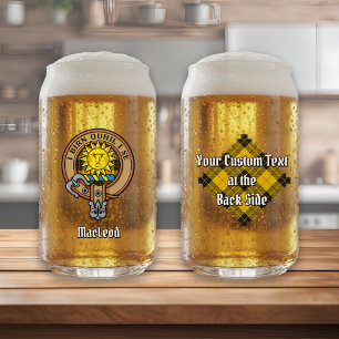 Clan MacLeod of Lewis Crest over Tartan Can Glass