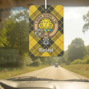 Clan MacLeod of Lewis Crest over Tartan Car Air Freshener