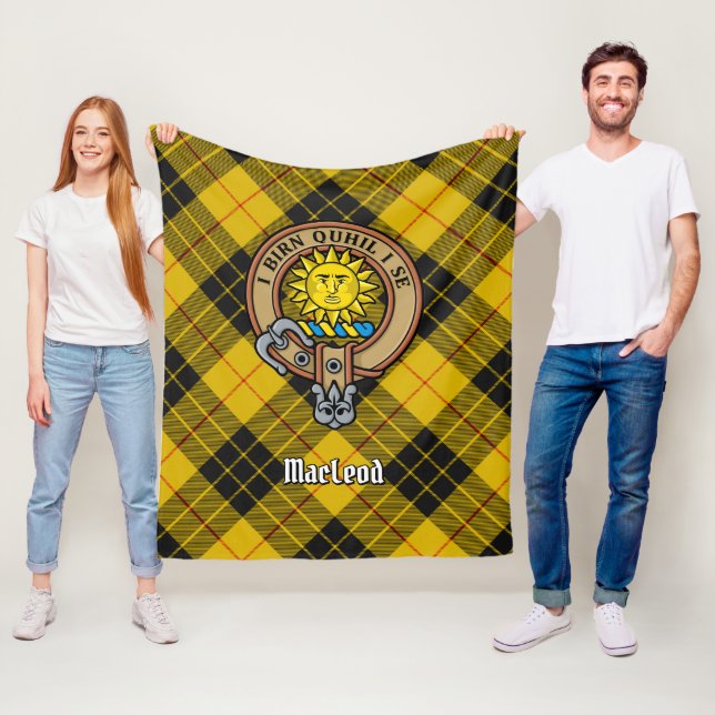 Clan MacLeod of Lewis Crest over Tartan Fleece Blanket (In Situ)