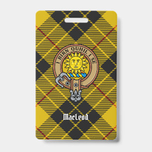 Clan MacLeod of Lewis Crest over Tartan ID Badge