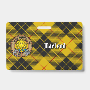 Clan MacLeod of Lewis Crest over Tartan ID Badge