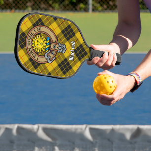 Clan MacLeod of Lewis Crest over Tartan Keychain Pickleball Paddle