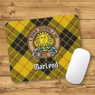 Clan MacLeod of Lewis Crest over Tartan Mouse Mat