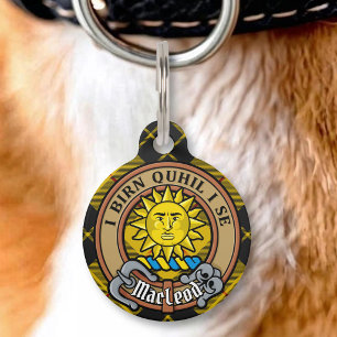 Clan MacLeod of Lewis Crest over Tartan Pet Tag