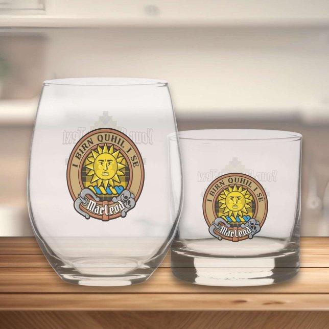 Clan MacLeod of Lewis Crest over Tartan Whiskey Glass (Creator Uploaded)