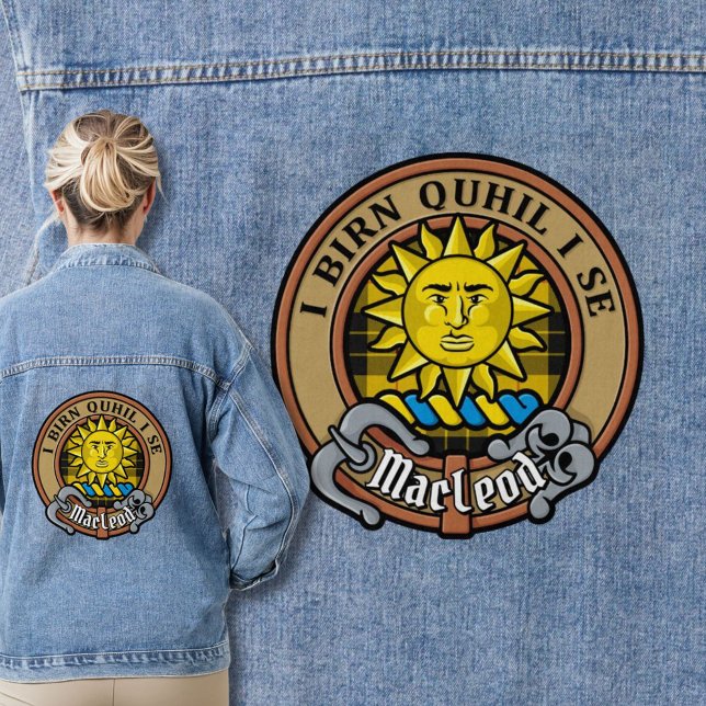 Clan MacLeod of Lewis Crest over Yellow Tartan Denim Jacket (Creator Uploaded)