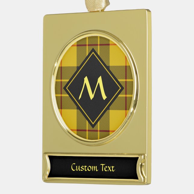 Clan Macleod of Lewis Tartan Gold Plated Banner Ornament (Left)