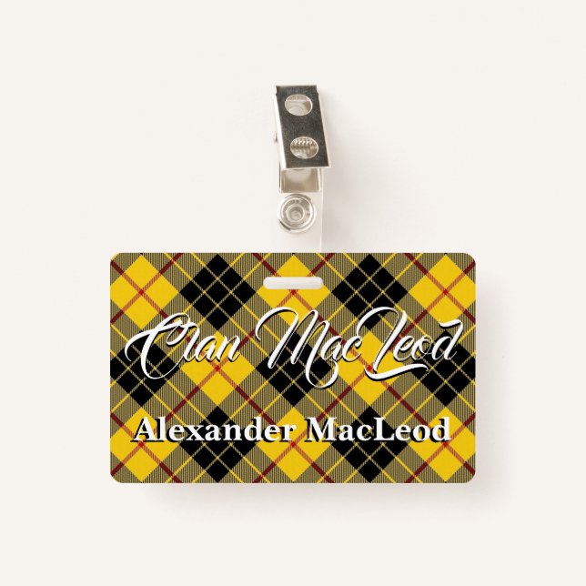 Clan MacLeod of Lewis Tartan ID Badge (Front with Clip)